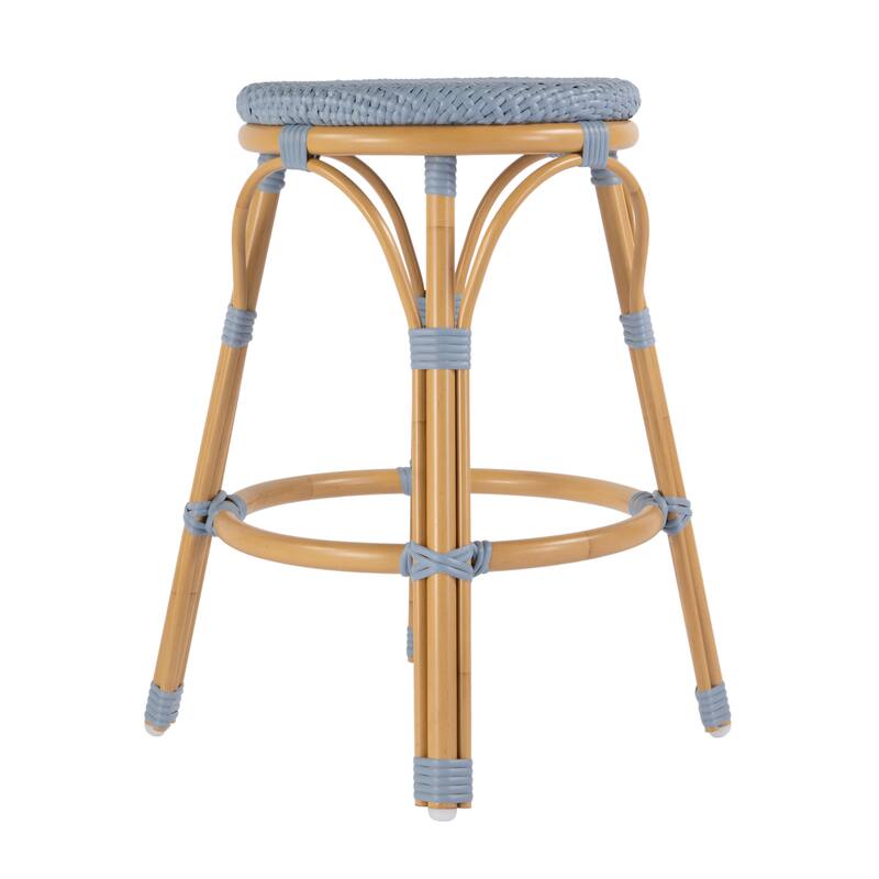 Tobias Outdoor Rattan and Metal Counter Stool