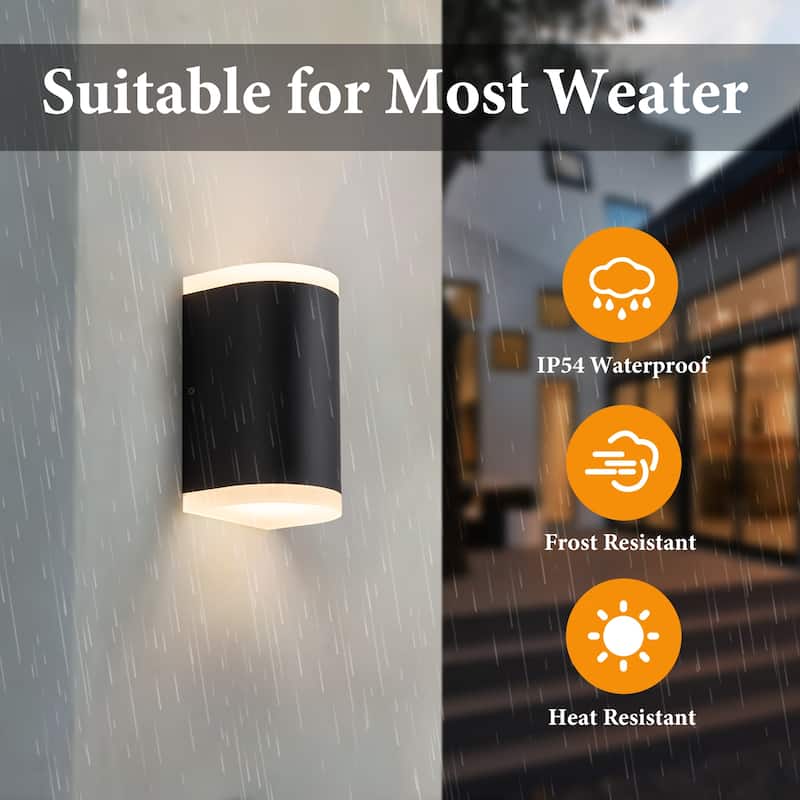 7.5'' LED Semi-Cylinder Outdoor Wall Sconce 2-Light - 7.5