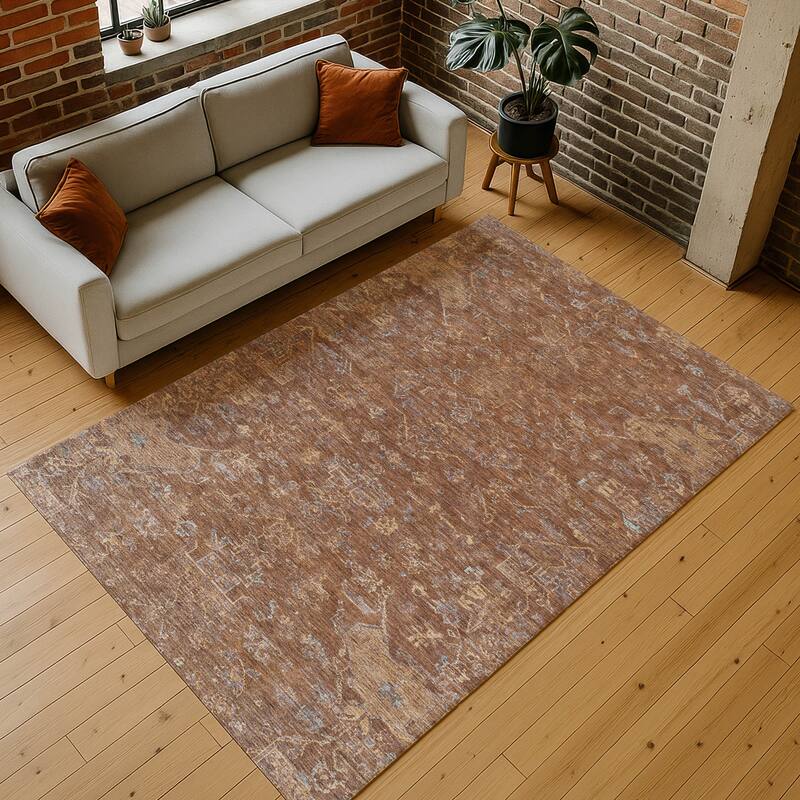 Machine Washable Indoor/ Outdoor Traditional Chelsea Chantille Rug