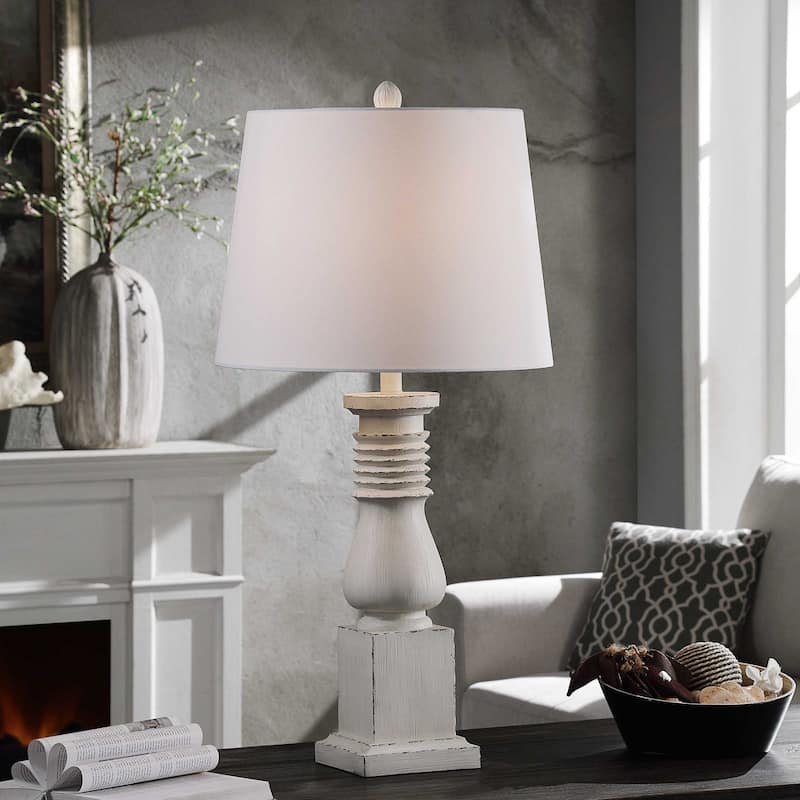StyleCraft Old White Istress Turned Style Table Lamp