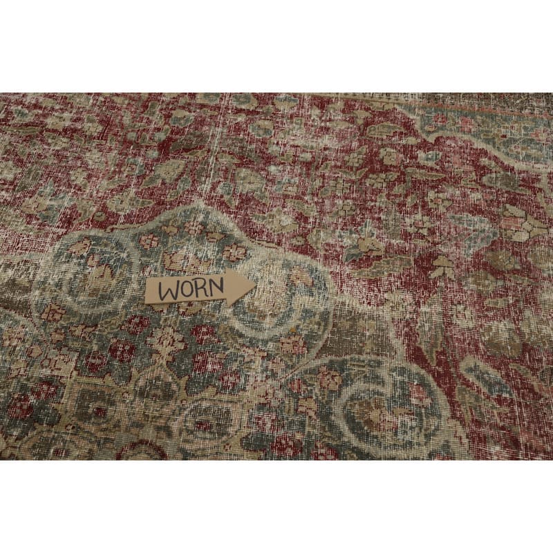 Hand Knotted Oriental 100% Wool Carpet Traditional Floral Red Tabriz Area Rug - 11' 10'' X 8' 8''