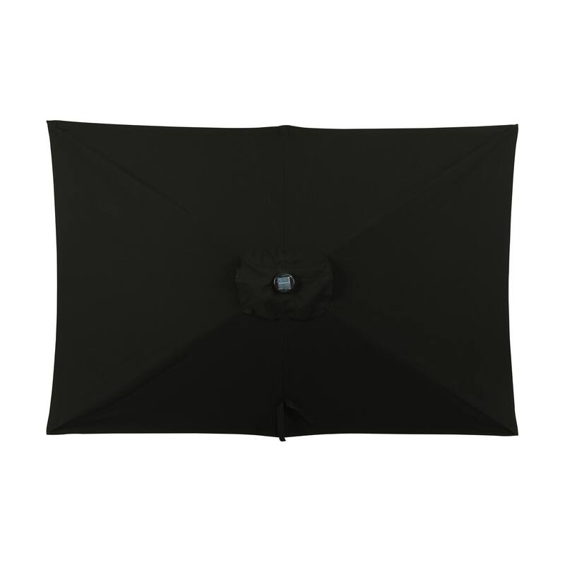 Island Umbrella Nassau 6.5-ft x 10-ft Rectangular Market Umbrella with LED Bulb Lights - Breez-Tex Canopy - Black