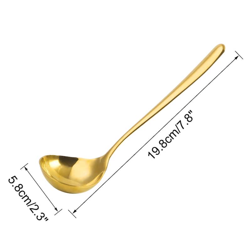 7.8" Stainless Steel Soup Spoon Ladle Kitchen Serving Tool - 7.8" x 2.3"(L*W) - Gold Tone