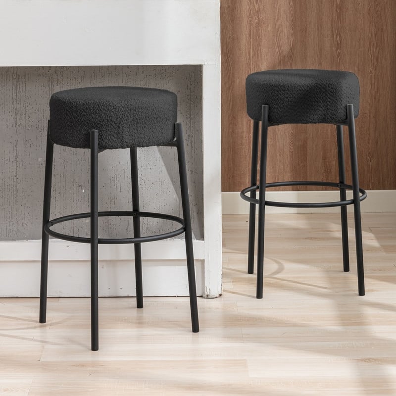 Mixoy 30"Counter Height Modern Backless Upholstered Kitchen Counter Bar Stools with Metal Base