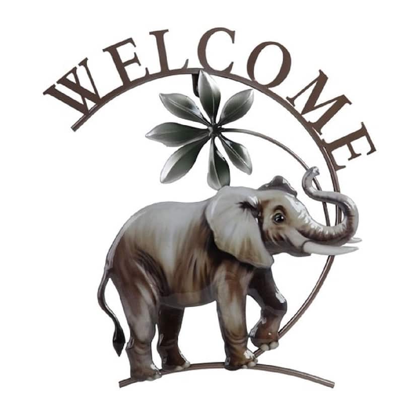 Q-Max 14"W Elephant Welcome Wall Plaque Home Decoration