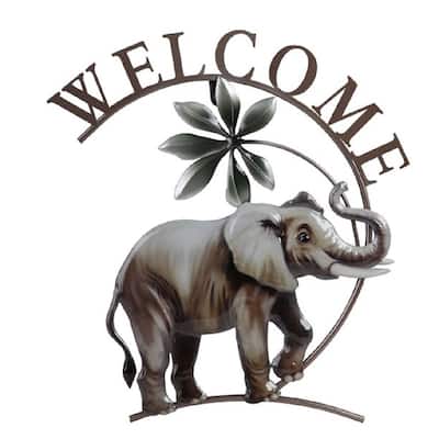 Q-Max 14"W Elephant Welcome Wall Plaque Home Decoration