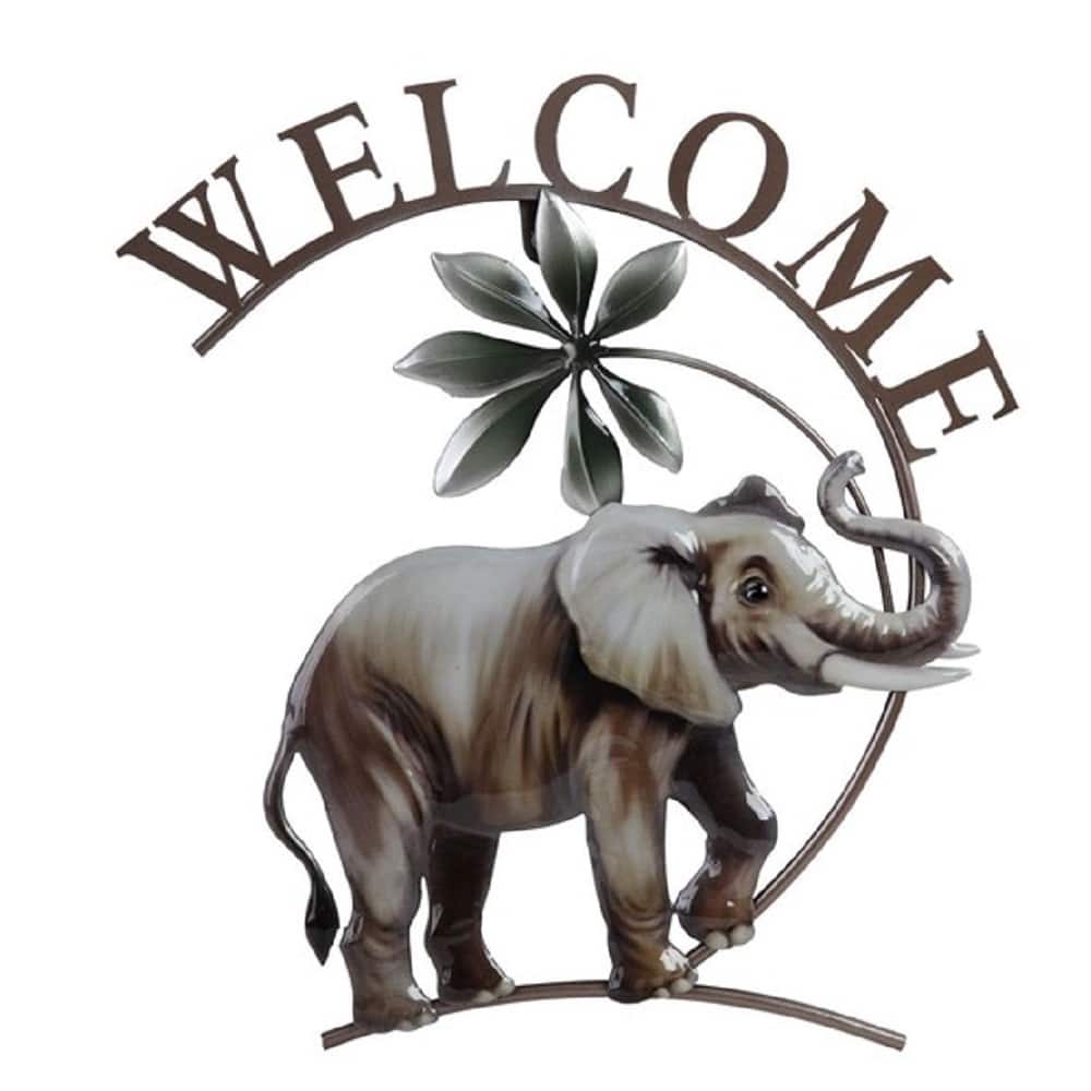 Q-Max 14"W Elephant Welcome Wall Plaque Home Decoration