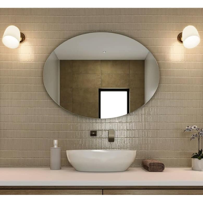 Odelia Mini 22 in. W x 28 in. H Oval Frameless Wall Mount Bathroom Vanity Mirror with Polished Edge - 22" x 28"