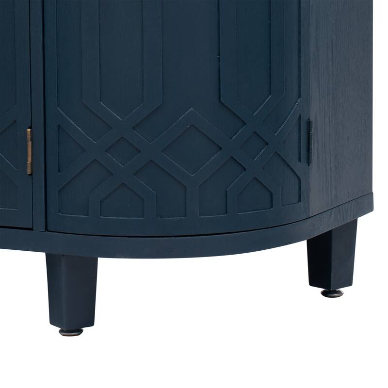 Storage Cabinet With 4-Doors And Adjustable Shelves,Solid Wood
