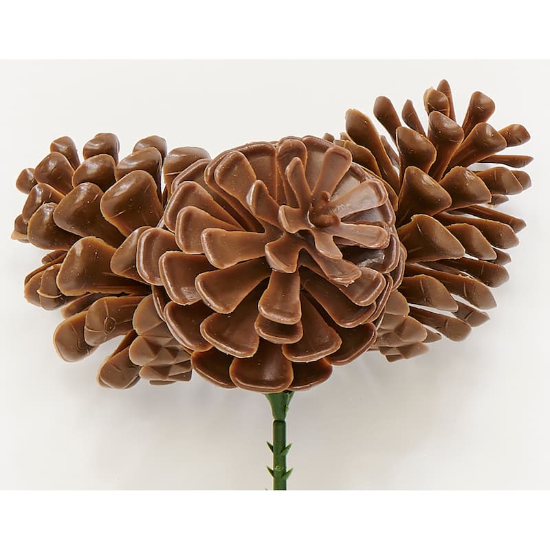 2.3" Plastic Pine Cone x 3 Christmas Wreath Pick, Set of 12 - 2.3
