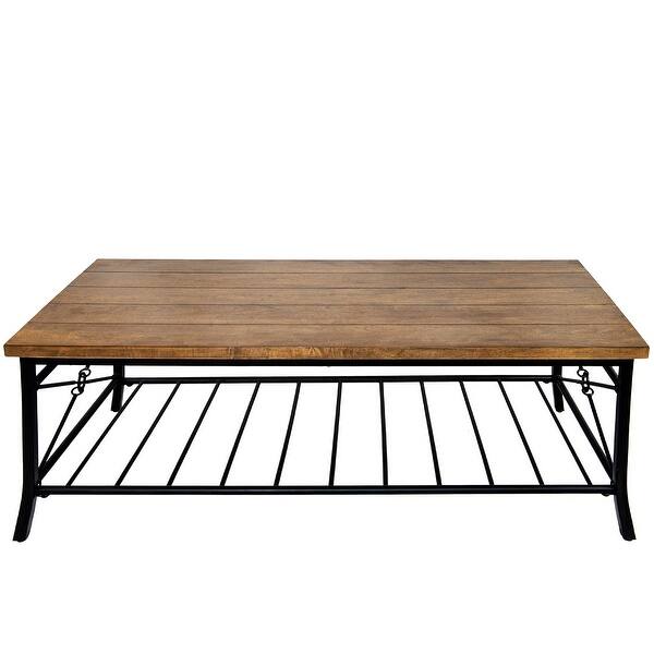 Shop Modern Farmhouse Wood Coffee Table With Metal Storage Shelf