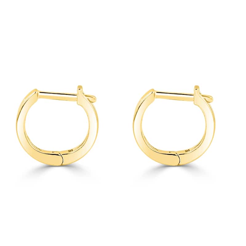 Auriya 1/8ctw Ultra-Petite Baguette Diamond Hoop Earrings 10K Gold - 0.44-inch (H-I, I1-I2)