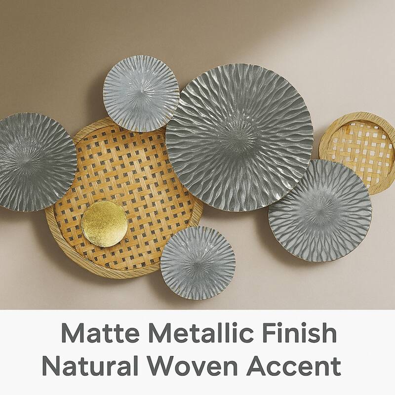 Gold Green Horizontal 3D Ring Metal Wall Art 35x19 Modern Decor