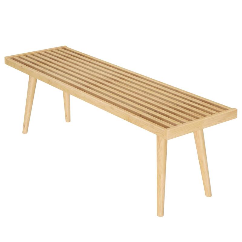 Plank and Beam Mid Century Double Wood Entryway Bench