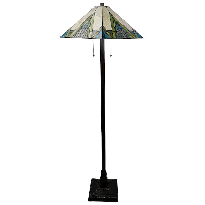 Tiffany Style Mission Floor Lamp 62" Tall Stained Glass AM353FL17 Amora Lighting - Multi-Color