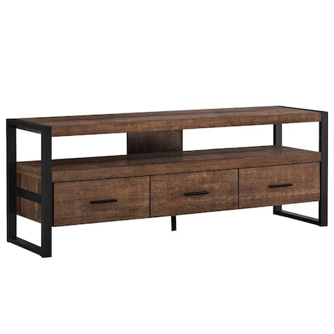 Offex 60"L Modern Brown Reclaimed Wood - TV Stand w/ 3 Storage Drawers - 59"x 15.5"x 21.75"