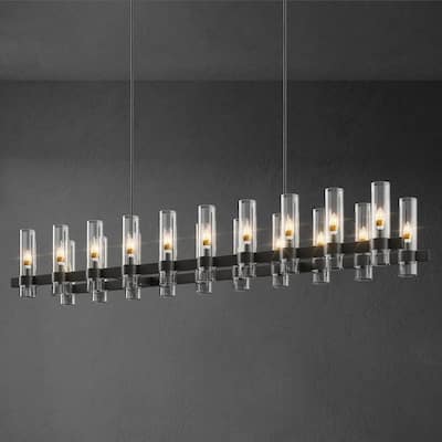 KAYLA Brass Kitchen Island Lighting- 16-Light Linear Chandelier