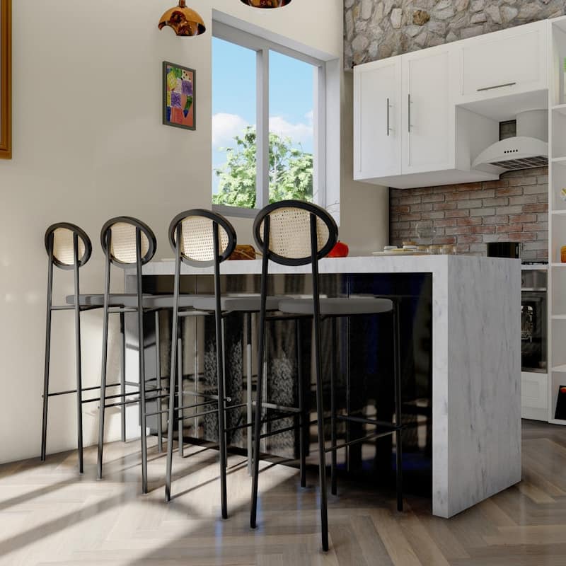 Euston Modern Upholstered Fabric Seat Bar Stool with Heavy Duty Steel Frame & Footrest, Kitchen Island & Home Bar Chair - 42"