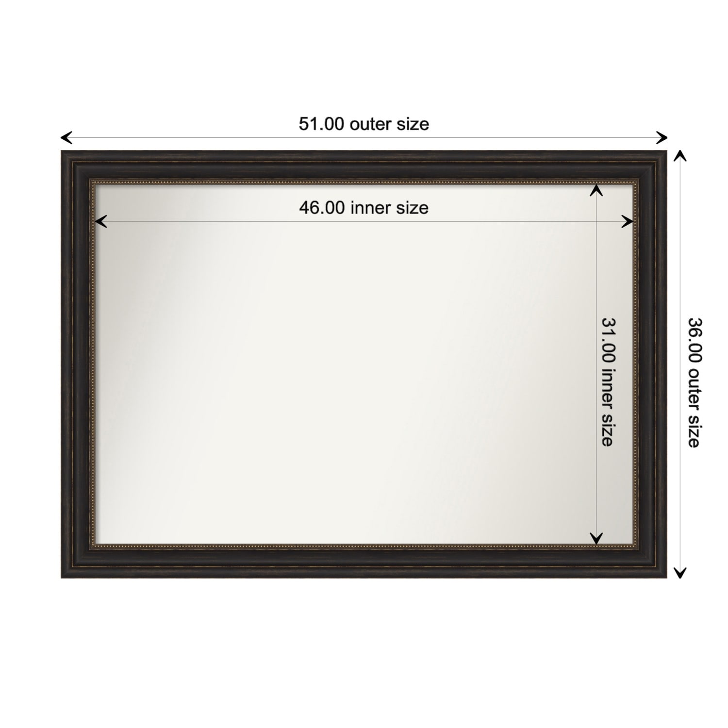 Accent Bronze Framed Non-Beveled Custom Wall Mirror, Bathroom Vanity Mirror