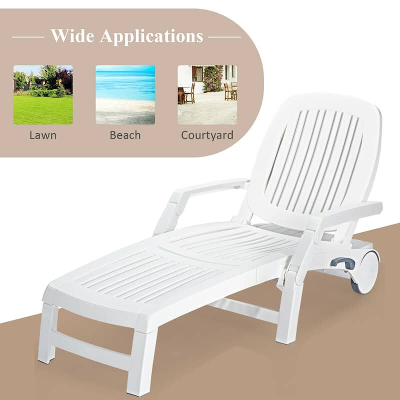 Versatile Adjustable Outdoor Sun Lounger with All-Weather Wheels - 65.5" x 29" x16.5"-37" (L x W x H)