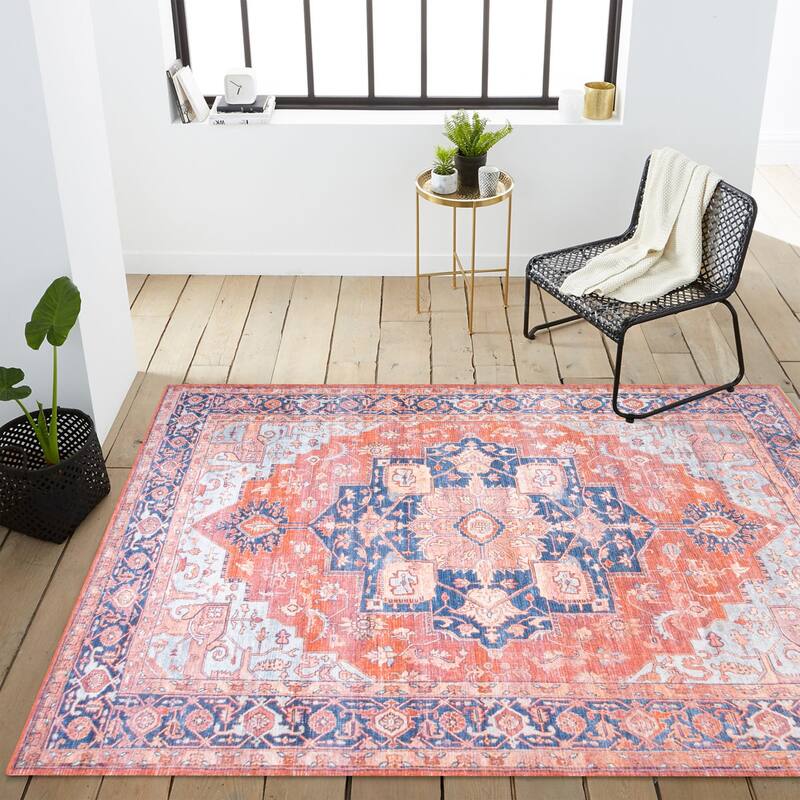 JONATHAN Y Marrakesh Ornate Medallion Machine Washable Area Rug