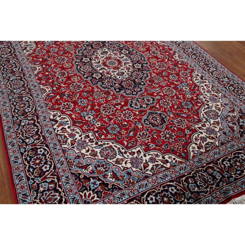 Traditional Mashad Turkish Area Rug Floral Red Machine Made Carpet - 6'3" x 9'6"