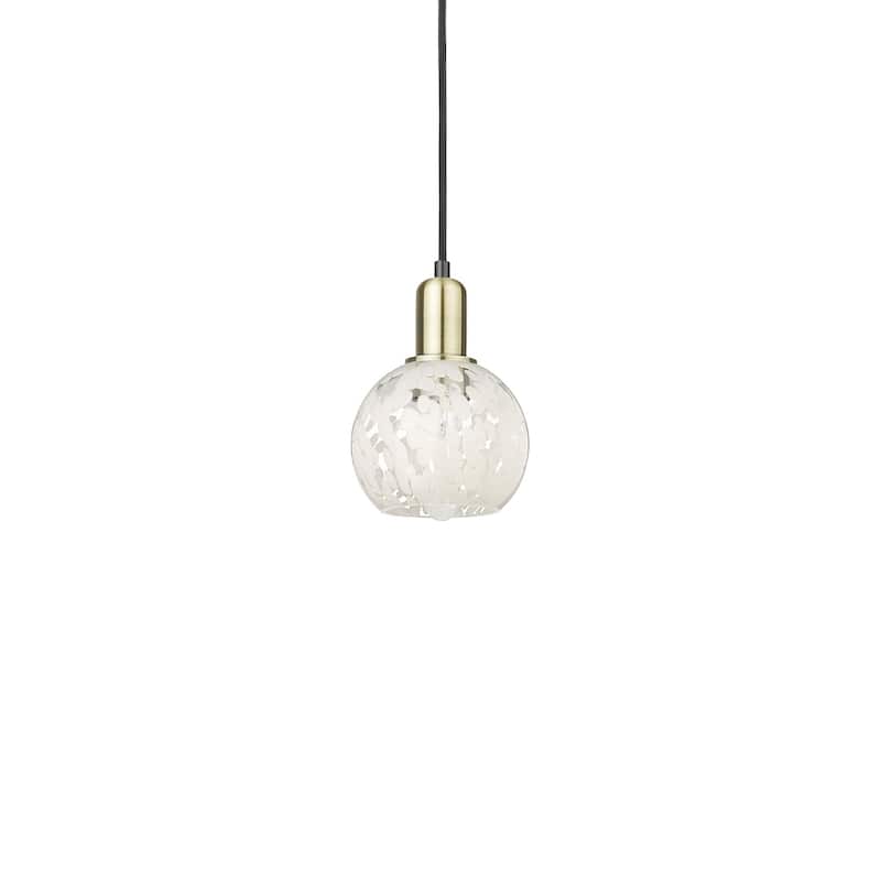 Innovations Lighting 716-1P-9-6 White Mouchette Pendant White - Black Antique Brass / White Mouchette