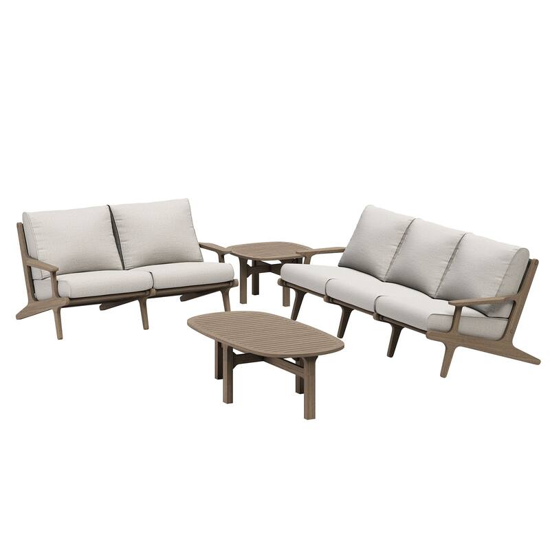 Saratoga 4-Piece Outdoor Patio Teak Wood Furniture Set