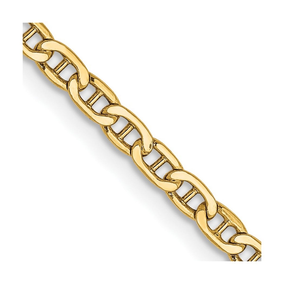 Curata Women's 14k Yellow Gold 10" 2.40mm Anchor Chain Anklet
