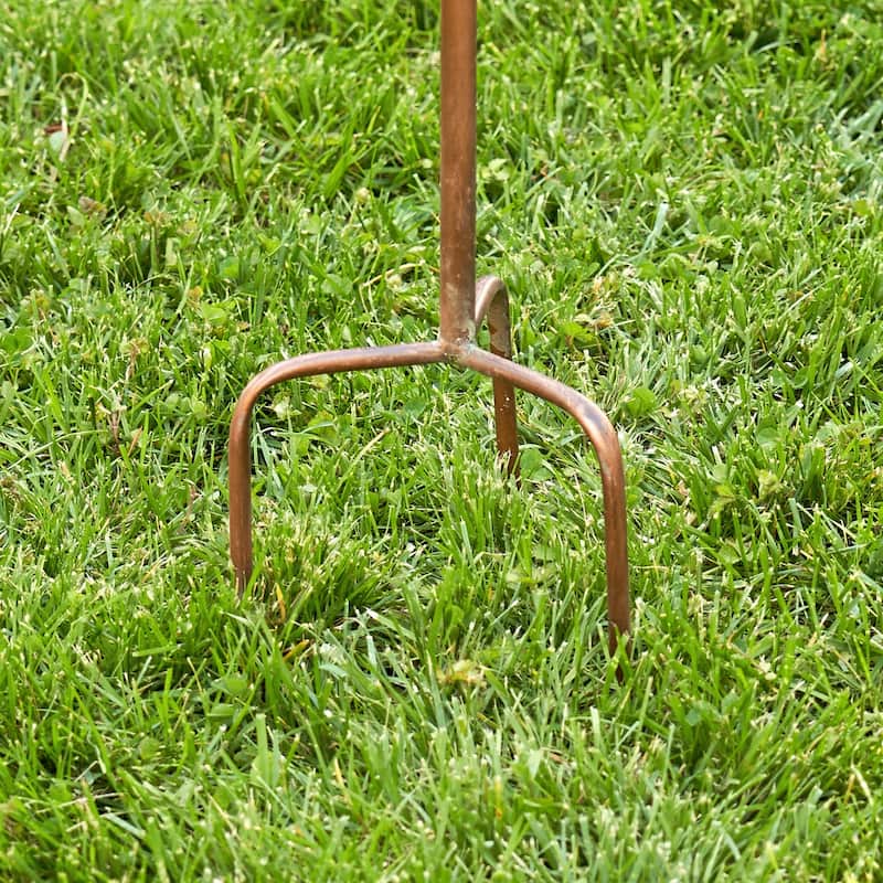 Four Home Bungalow Copper Birdhouse Stake - 13.25" L x 7" W x 73.75" H