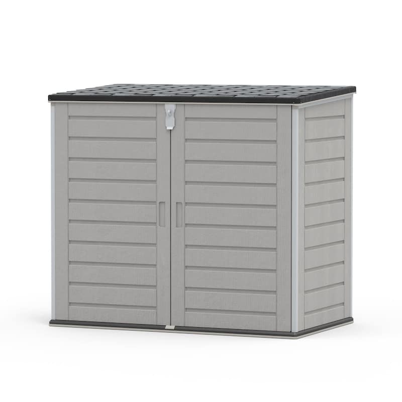 4.6 ft. W x 2.7 ft. D Horizontal Outdoor Plastic Storage Shed, Trash Can Storage Cabinet with 3-Doors