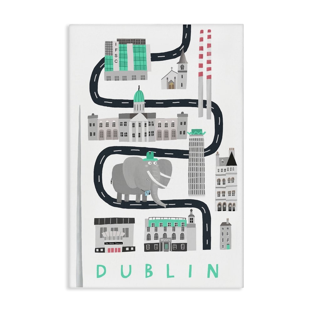Stupell Dublin Whimsical Travel City Canvas Wall Art Design By Carla Daly