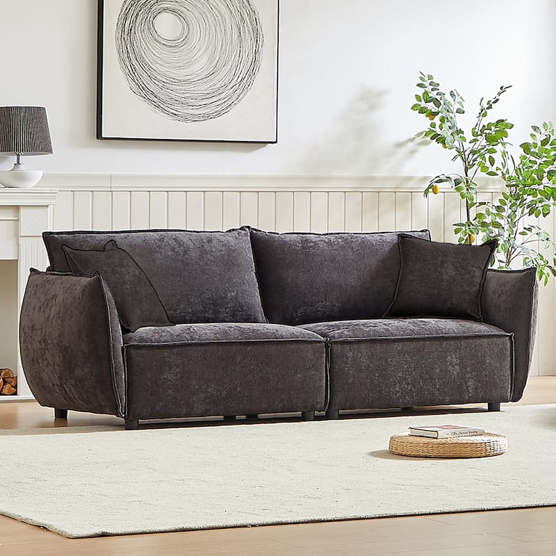 88-In Modern Living Room Sectional Sofa, Chenille Living Room Couch with Extra 2 Pillows-2 Seater Sofa