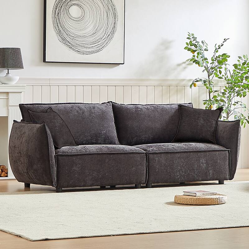 Modern Living Room Sectional, Black Fabric Sofa with Comfortable Seating and Easy Installation