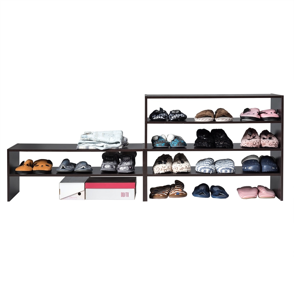 Costway 3 PCS Stackable Shoe Rack 31 Inch Horizontal Organizer 2