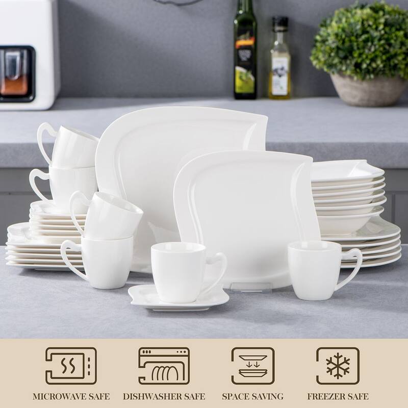 MALACASA Elvira 30-Piece Foliaceous Dinnerware Set (Service for 6)