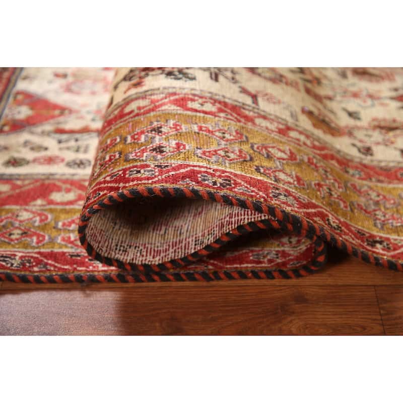 Vegetable Dye Shiraz Kashkoli Persian Antique Rug Handmade Wool Carpet - 3'4"x 4'10"
