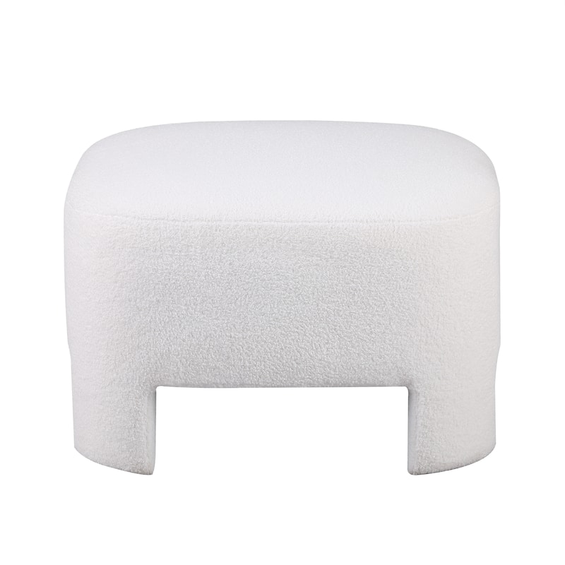 White Sherpa Sofa Ottoman 28.74", No Assembly - Perfect Living Room Addition