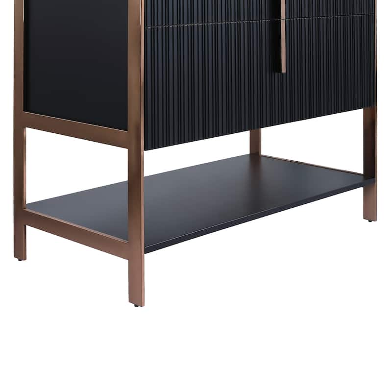 Fine Fixtures Serenity Modern Bathroom Vanity with Black Gel Acrylic Top