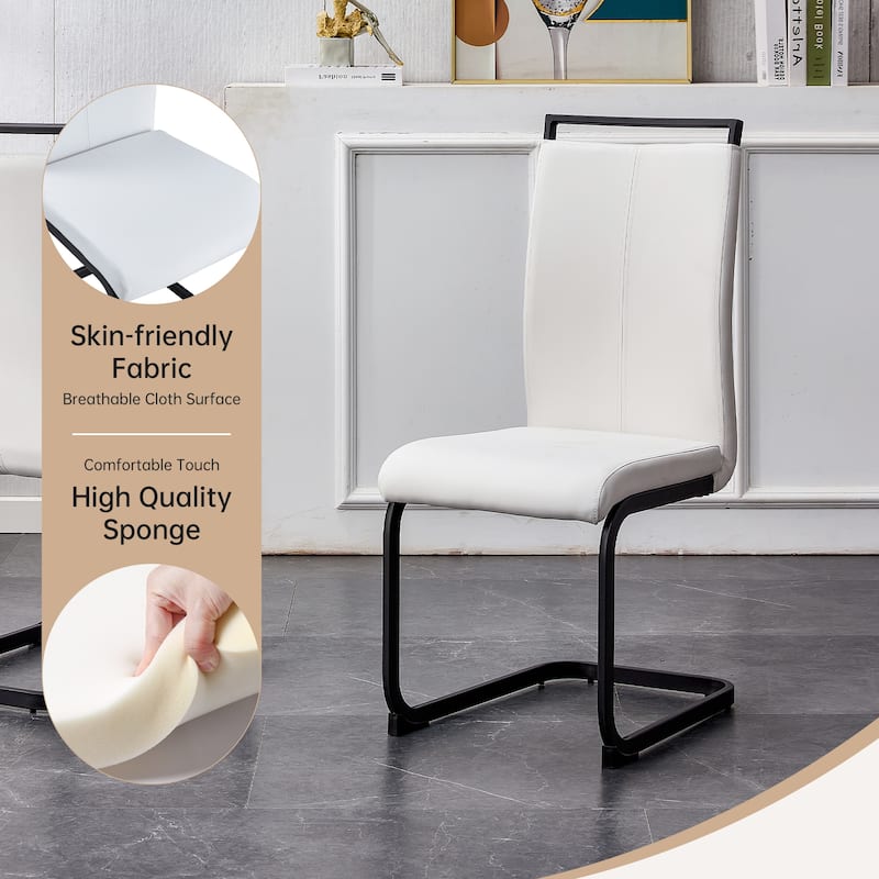 5/7-Piece Dining Table Set with PU Chairs, Modern Rectangular Dining Room Table Set for 4-6 People