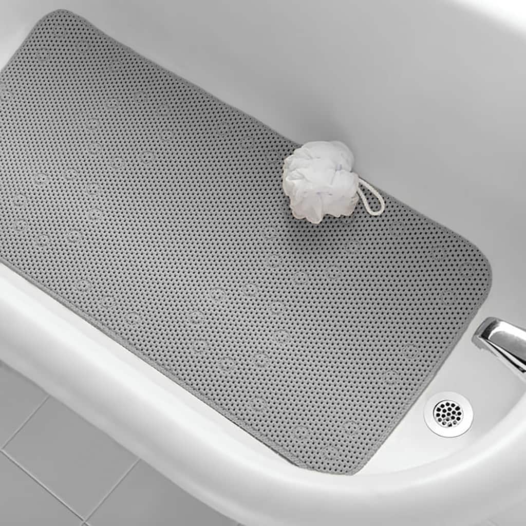 Grey Non-Slip Foam Bathtub Shower Mat With Suction Cups
