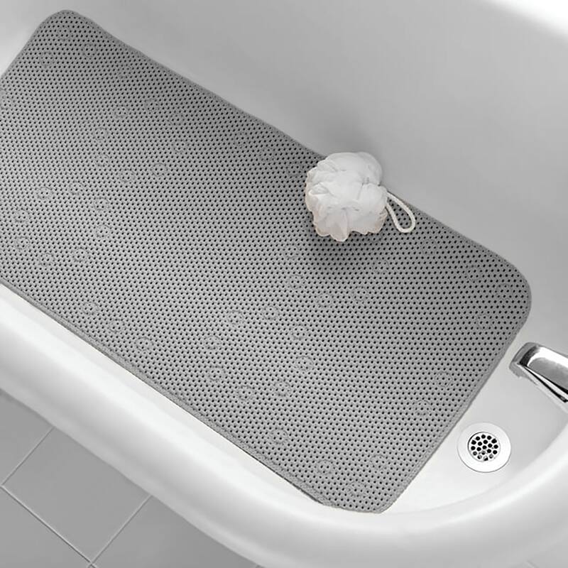 Grey Non-Slip Foam Bathtub Shower Mat With Suction Cups