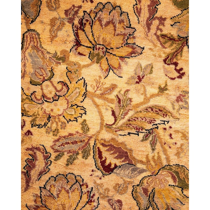 Overton Hand Knotted Wool Vintage Inspired Modern Contemporary Overdyed Yellow Area Rug - 8' 1" x 10' 1"