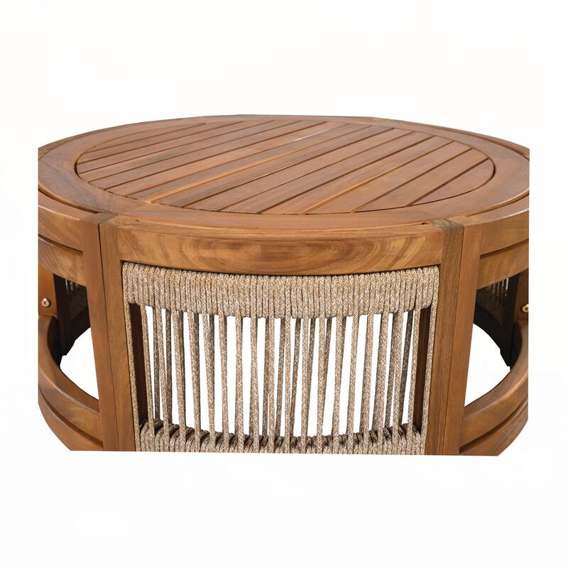 27.95" Acacia Wood Outdoor Coffee Table,All-Weather Durability