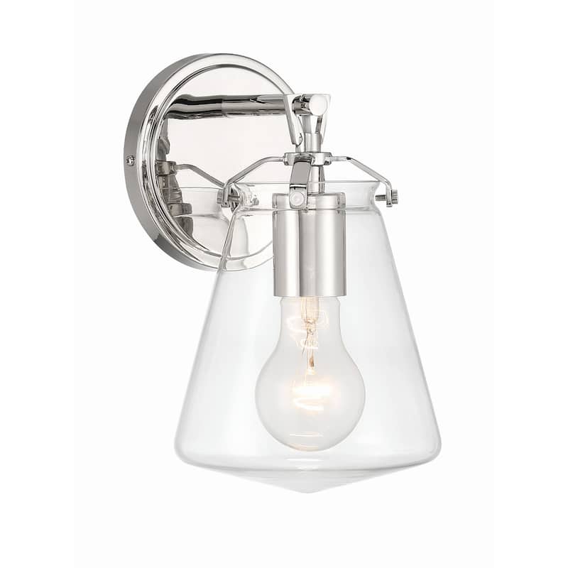 Voss 1 Light Polished Nickel Sconce - 5.75"W x 9.75"H x 6.5"D