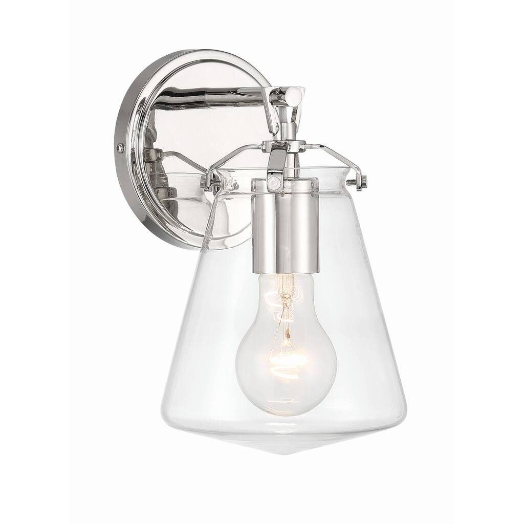 Voss 1 Light Polished Nickel Sconce - 5.75"W x 9.75"H x 6.5"D