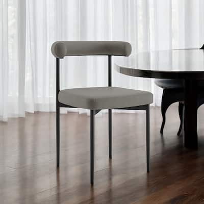 HomeRoots Set of Two Gray And Black Upholstered Faux Leather Open Back Dining Side Chairs