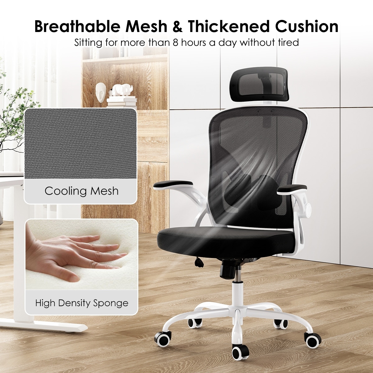 Ergonomic Office Chair, Home Office Desk Chair with Headrest, High Back Computer Chair