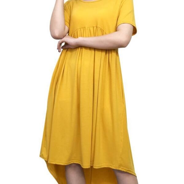 Shop Women S Summer Short Sleeve High Low Pleated Swing Loose