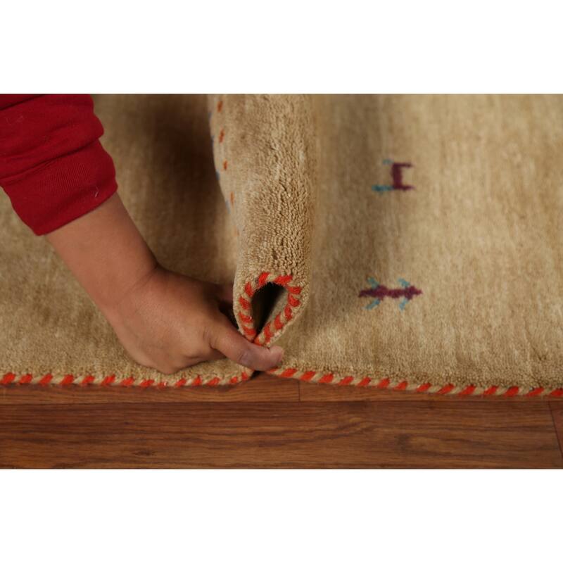 Tribal Gabbeh Indian Accent Rug Hand-Knotted Wool Carpet - 3'0"x 5'2"